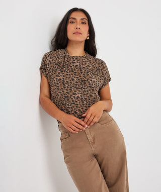 Esqualo Statement Top | Leopard Print