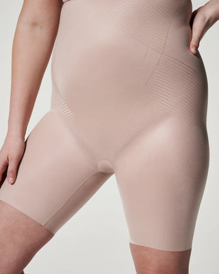 SPANX Invisible High-Waisted Mid-Thigh Short | Black + Champagne