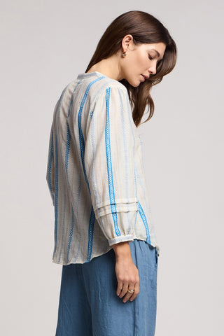 Velvet Judith07 Geometric Jacqurd Blouse | Cream