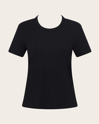 Boody Ribbed Crewneck T-Shirt | Black + White