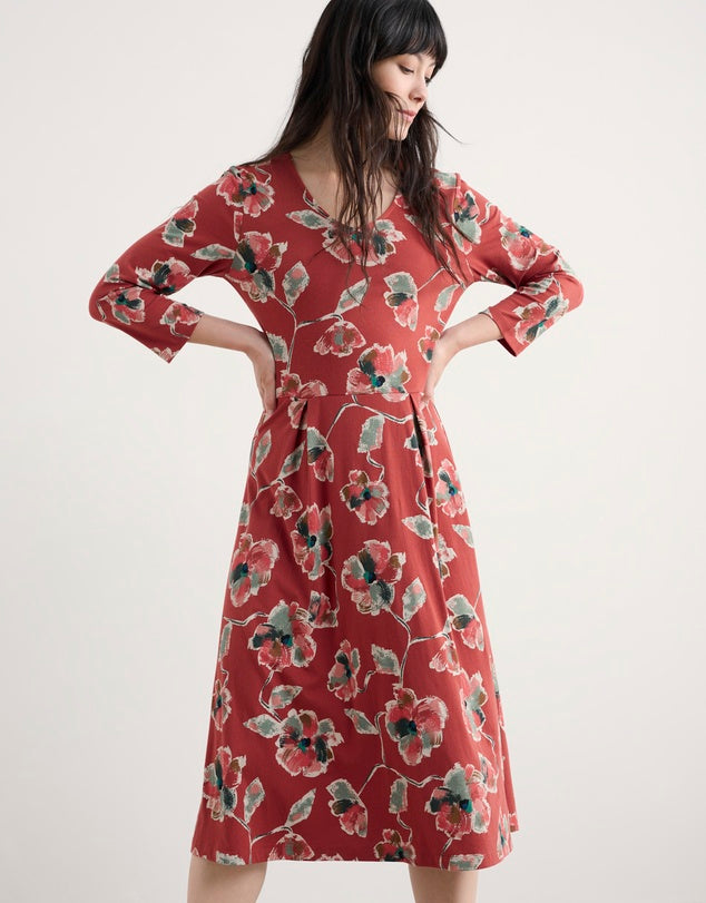 Seasalt Cornwall Red 3/4 Pier View Dress