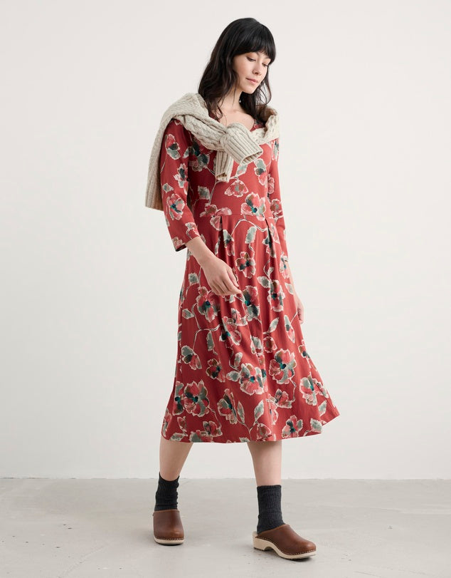 Seasalt Cornwall Red 3/4 Pier View Dress