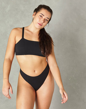 Huha Low Profile Thong | Black + Nude