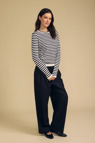 Velvet By Graham & Spencer Roxy Lux Cotton Cashmere Top | Navy Stripe