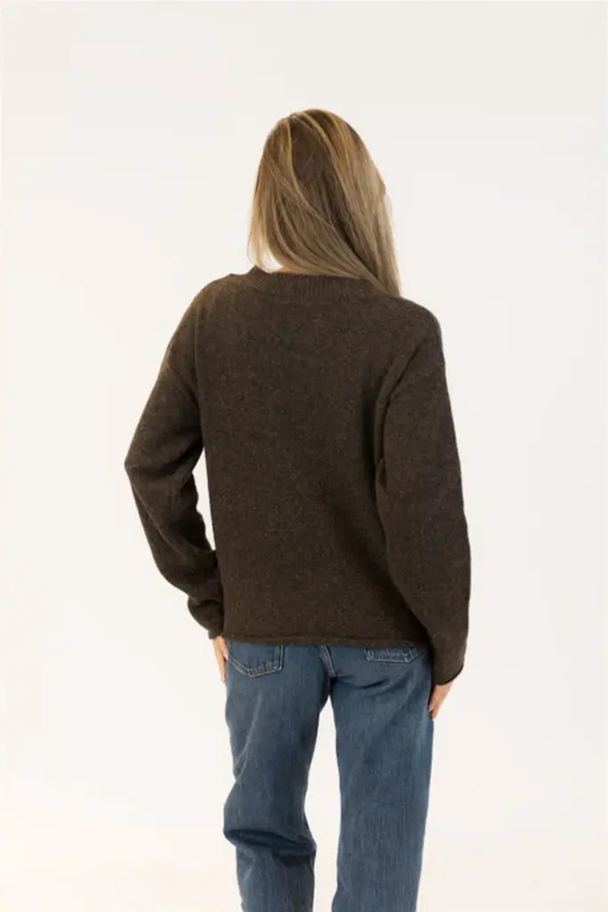 Lyla & Lux Aiden Daisy Crewneck | Dark Brown