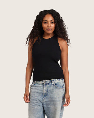 Boody Ribbed Racerback Tank | Black + White
