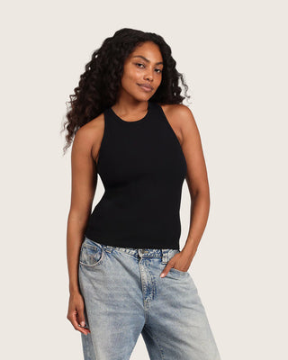 Boody Ribbed Racerback Tank | Black + White