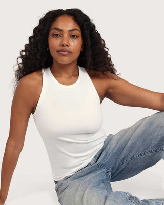 Boody Ribbed Racerback Tank | Black + White