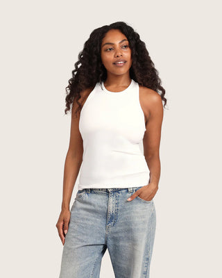 Boody Ribbed Racerback Tank | Black + White
