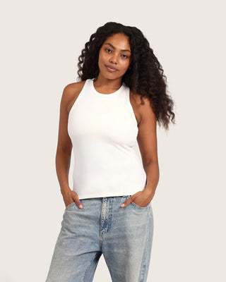 Boody Ribbed Racerback Tank | Black + White