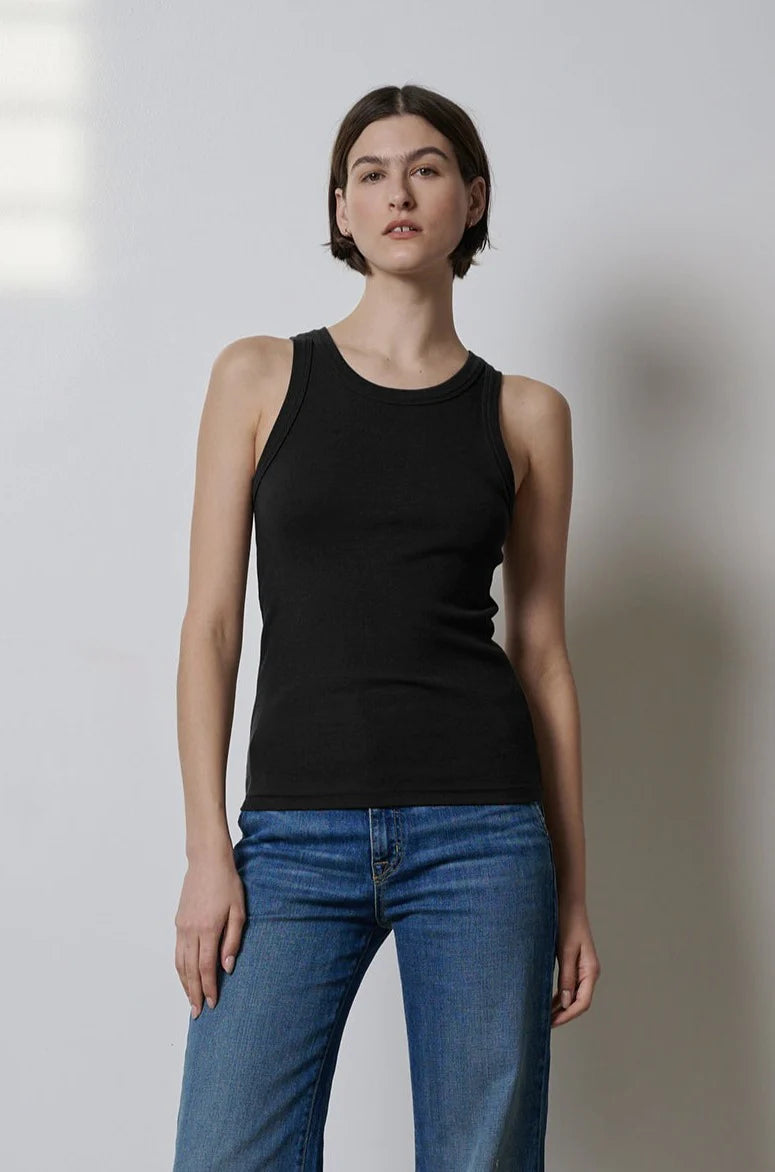 Velvet Modal Rib Tank | White + Black