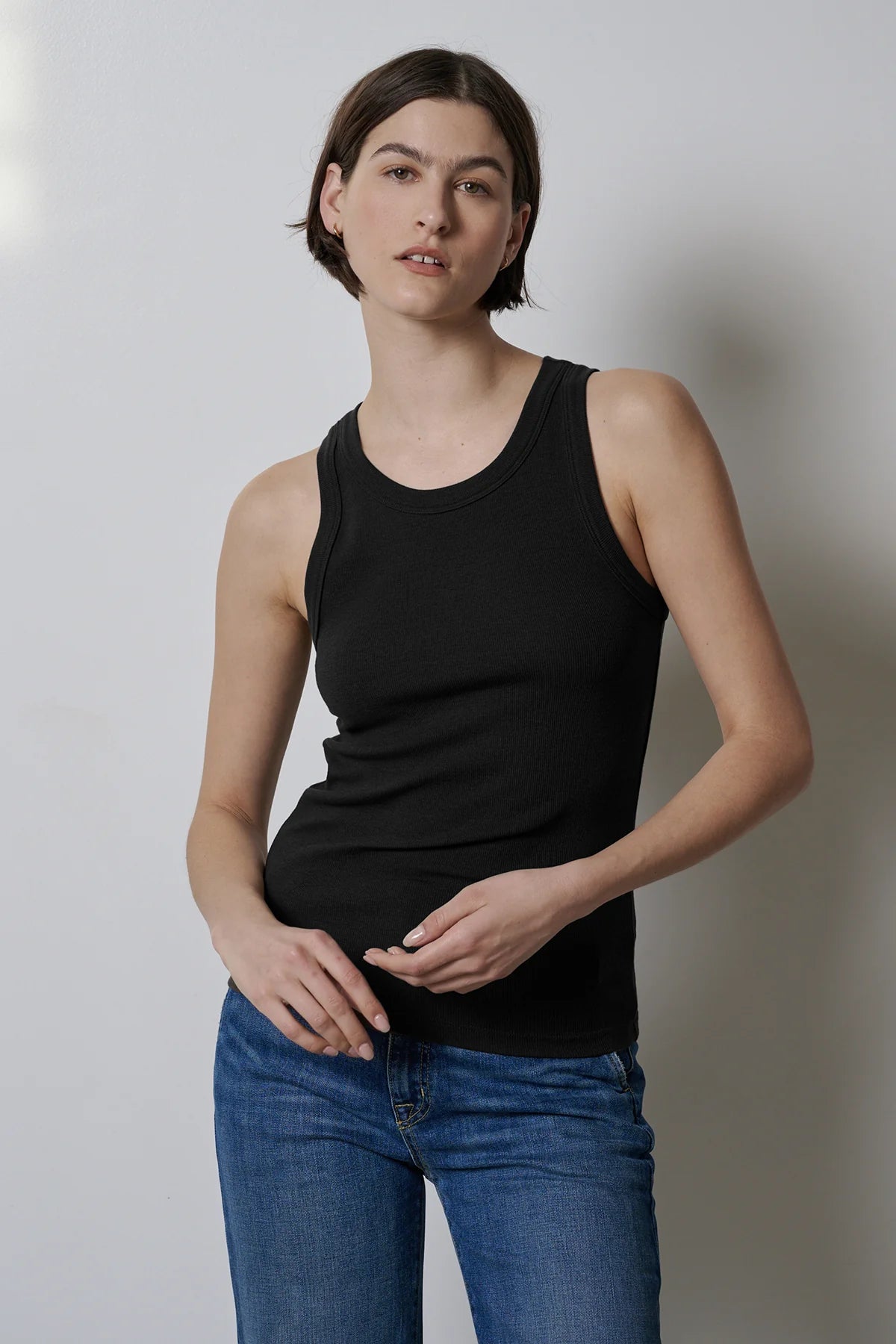 Velvet Modal Rib Tank | White + Black