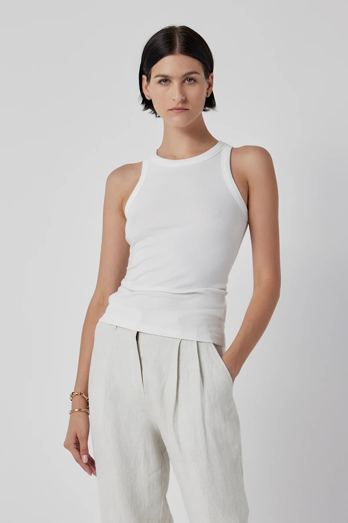 Velvet Modal Rib Tank | White + Black