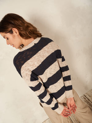 Nile Stripped Sweater | Midnight