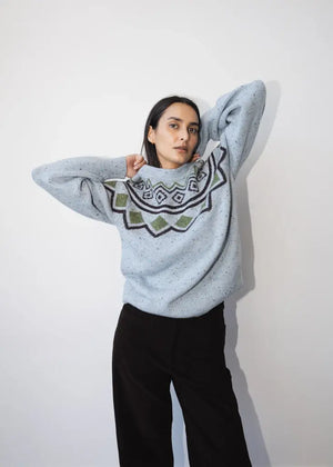 Paper Label Elisha Sweater | Cream Blue Combo