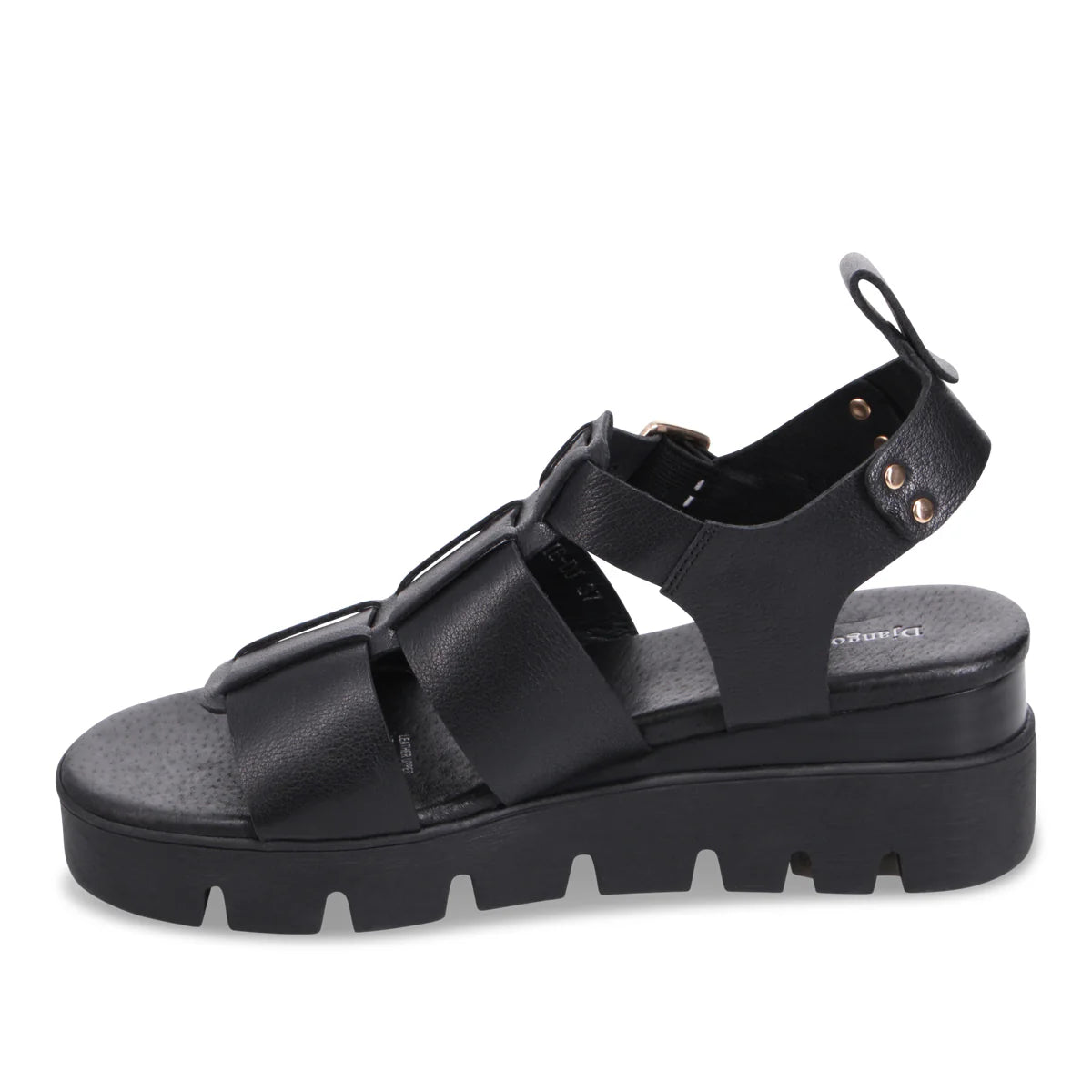 Django & Juliette Relie Leather Sandals | Black