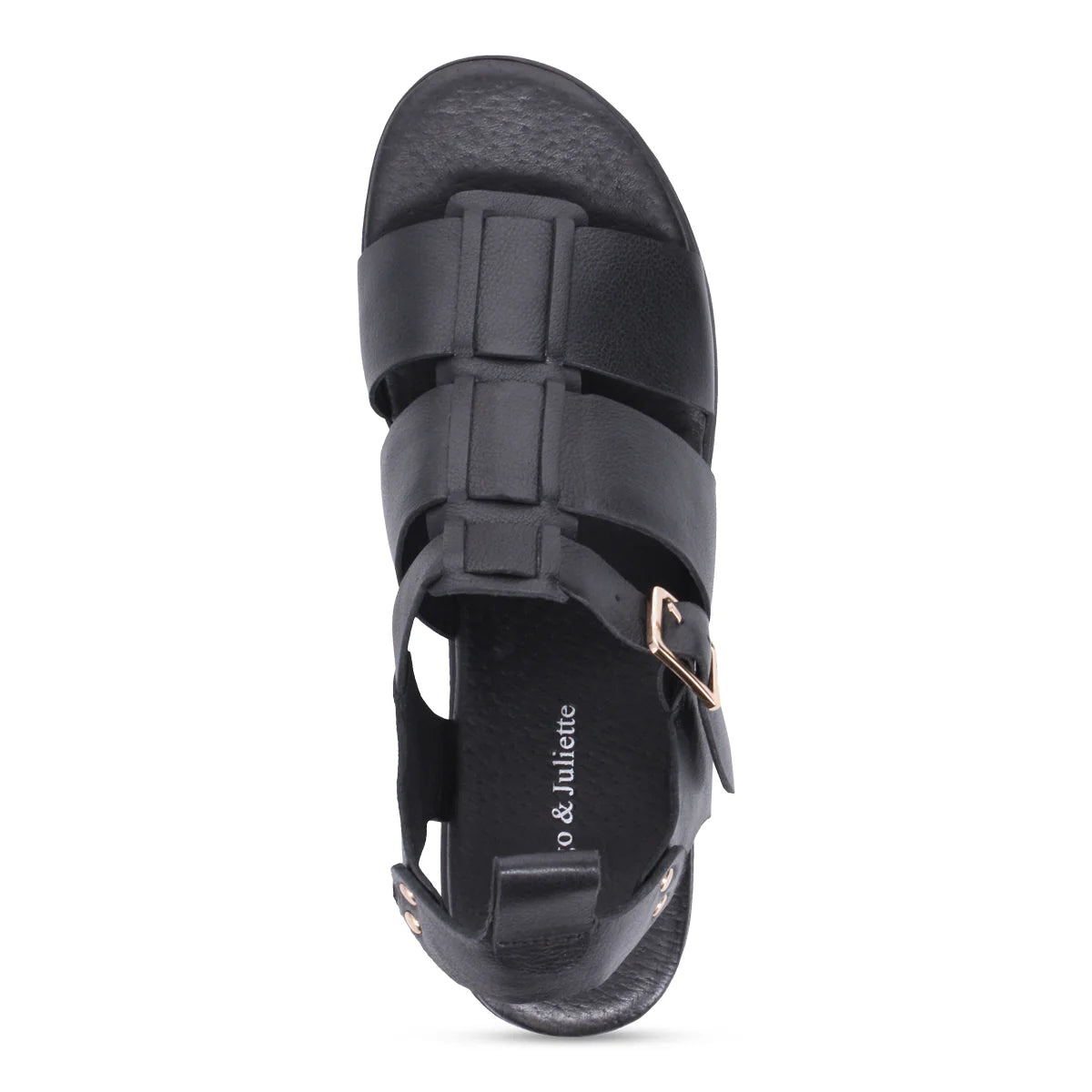Django & Juliette Relie Leather Sandals | Black
