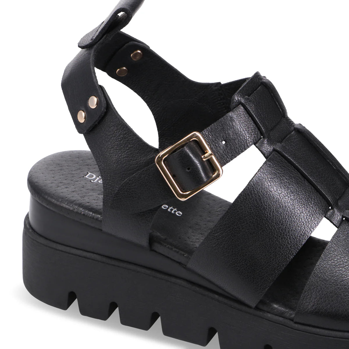 Django & Juliette Relie Leather Sandals | Black
