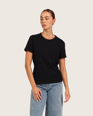 Boody Ribbed Crewneck T-Shirt | Black + White
