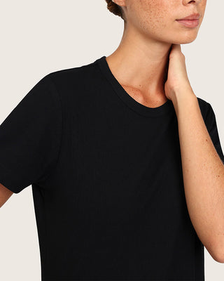 Boody Ribbed Crewneck T-Shirt | Black + White