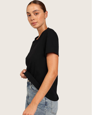 Boody Ribbed Crewneck T-Shirt | Black + White