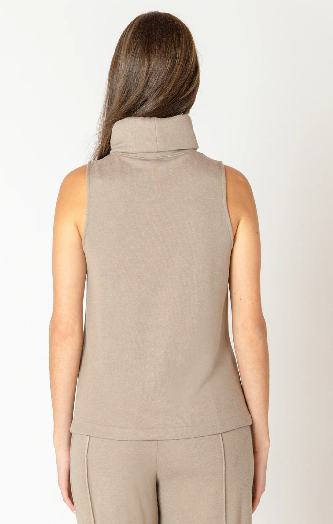 Dex Rolled Neck Top | Almond
