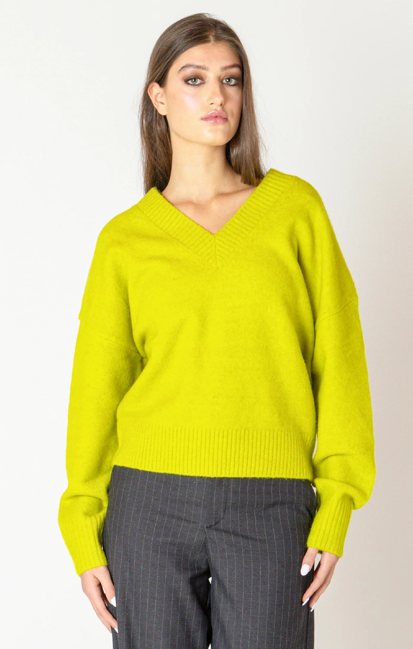 Dex Soft Rib Trim Sweater | Lime