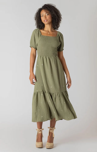 Room 34 Smocked Tiered Maxi Dress | Sage