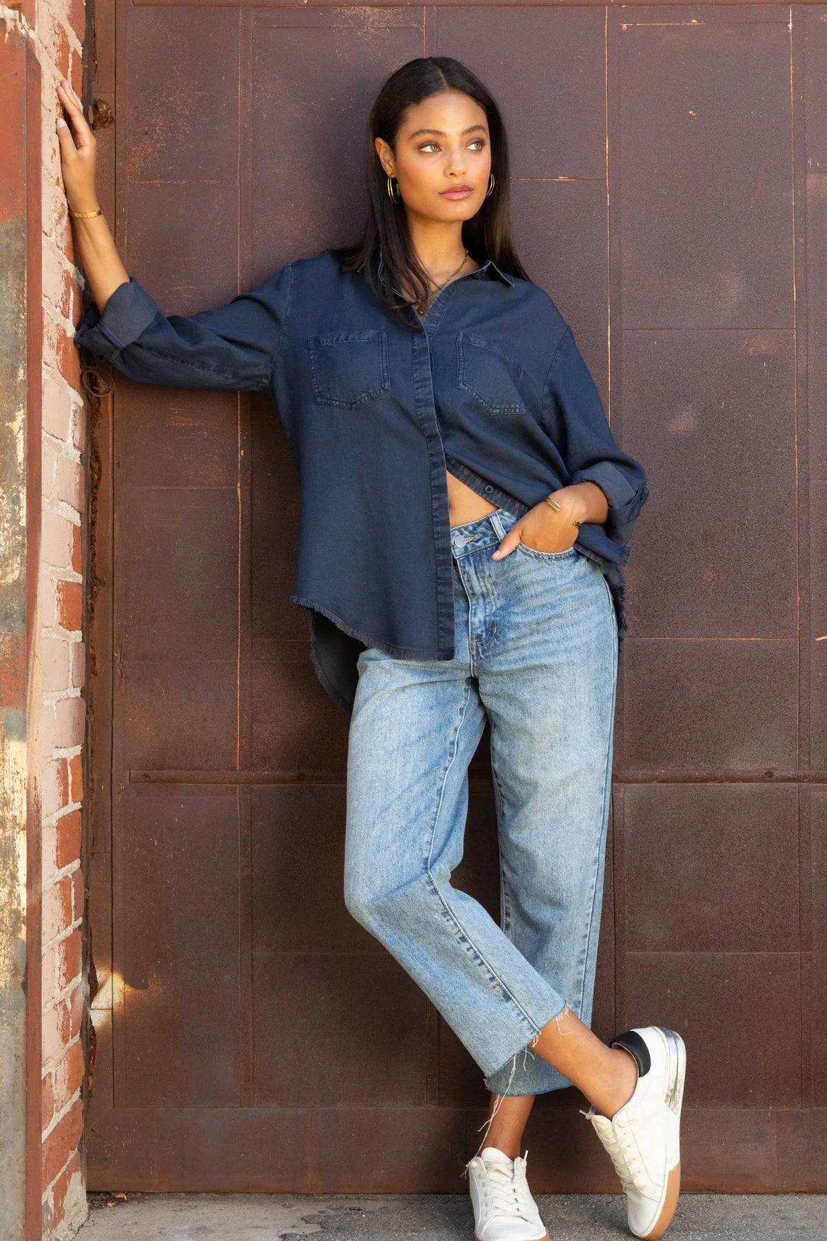 Velvet Heart Riley Shirt | Indigo & Grey