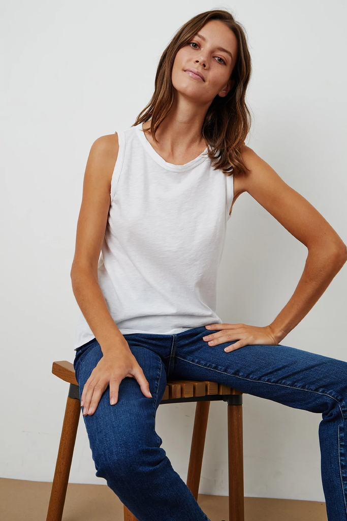 Velvet By Graham & Spencer Taurus Cotton Slub Top | White