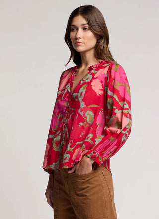 Velvet Printed Avena 07 Blouse | Rose Vines
