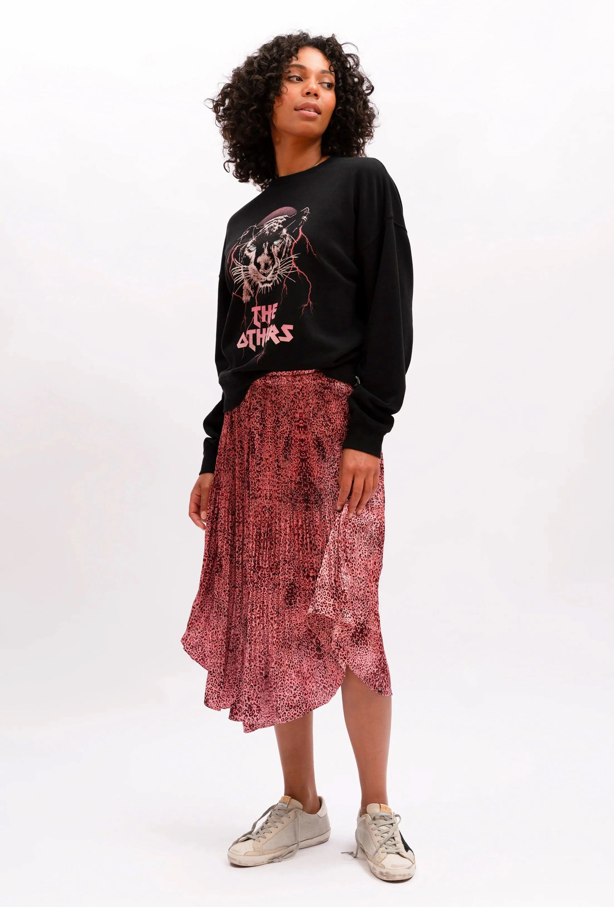 We Are The Others Gina Pleat Skirt | Pink Leopard