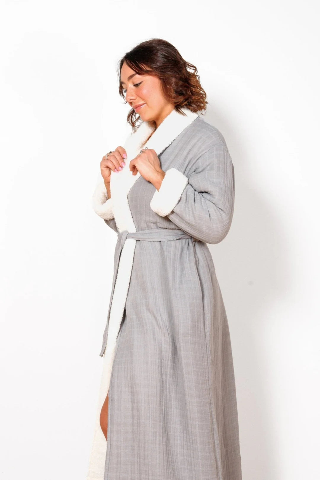Tofino Towel Boreal Unisex Robe | White + Grey