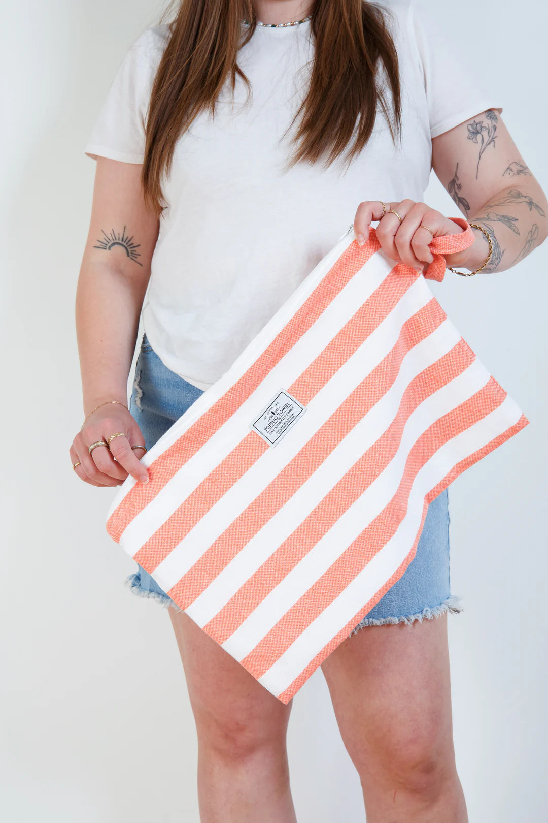 Tofino Towel The Mira Wet Dry Zip Pouch Large | Aqua + Coral