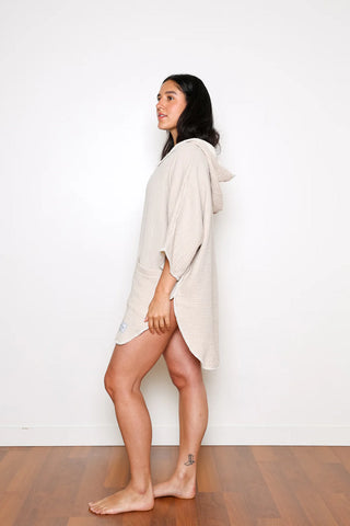 Tofino Towels The Cocoon Poncho | Grey, Seashell & Tan