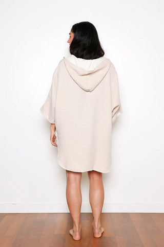 Tofino Towels The Cocoon Poncho | Grey, Seashell & Tan