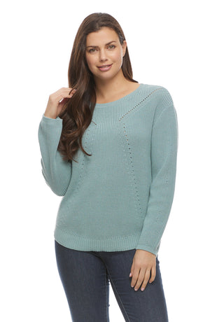 French Dressing Jeans Shaker Stitch Sweater (Tan, Teal)