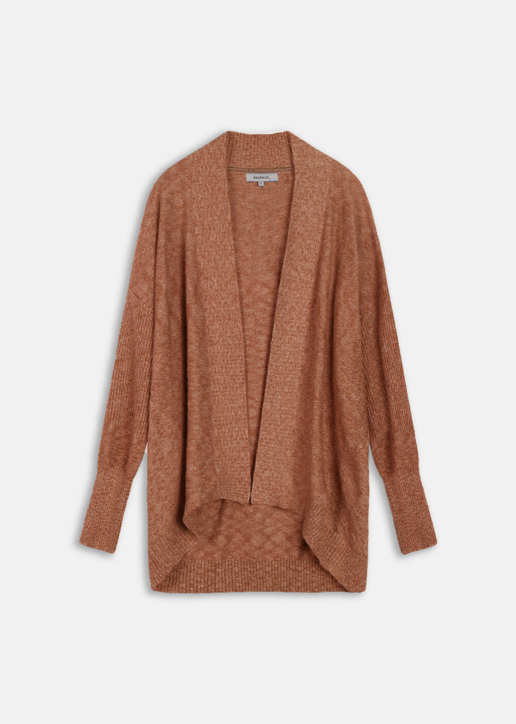 Sandwich Long Open Front Cardigan in Orange Fancy That The Roundstone