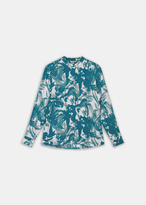Sandwich Flower Print Blouse | Teal