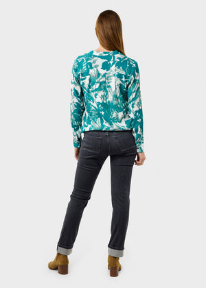 Sandwich Flower Print Blouse | Teal