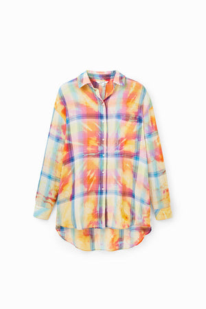 Desigual Oversize Tie-Dye Plaid Shirt