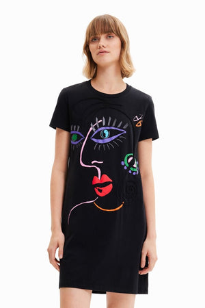 Desigual Art Face T-Shirt Dress | Black