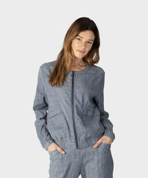 Sandwich Round Neck Coat | Night Sky