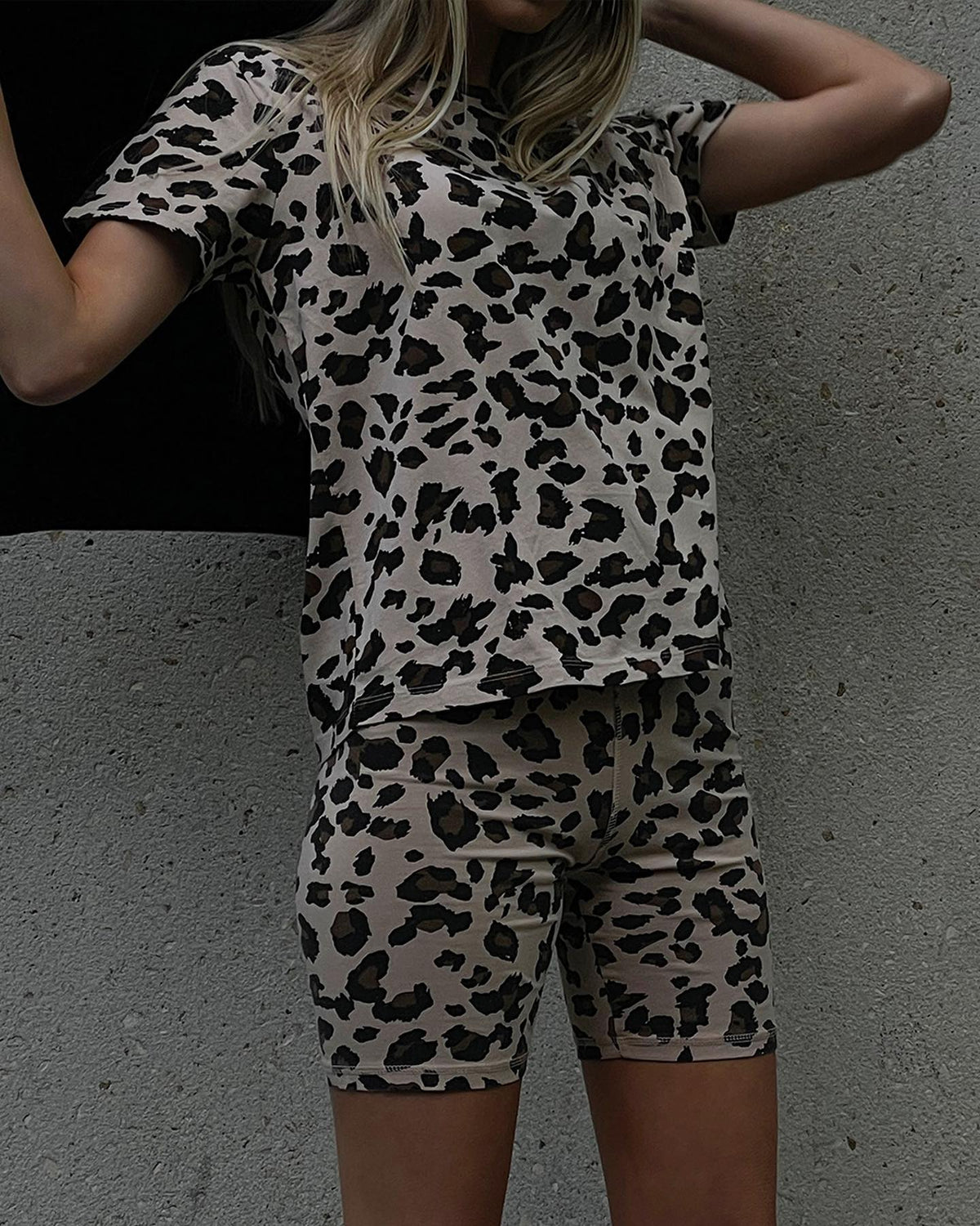 Brunette The Label Leopard Biker Shorts | Tan + Slate