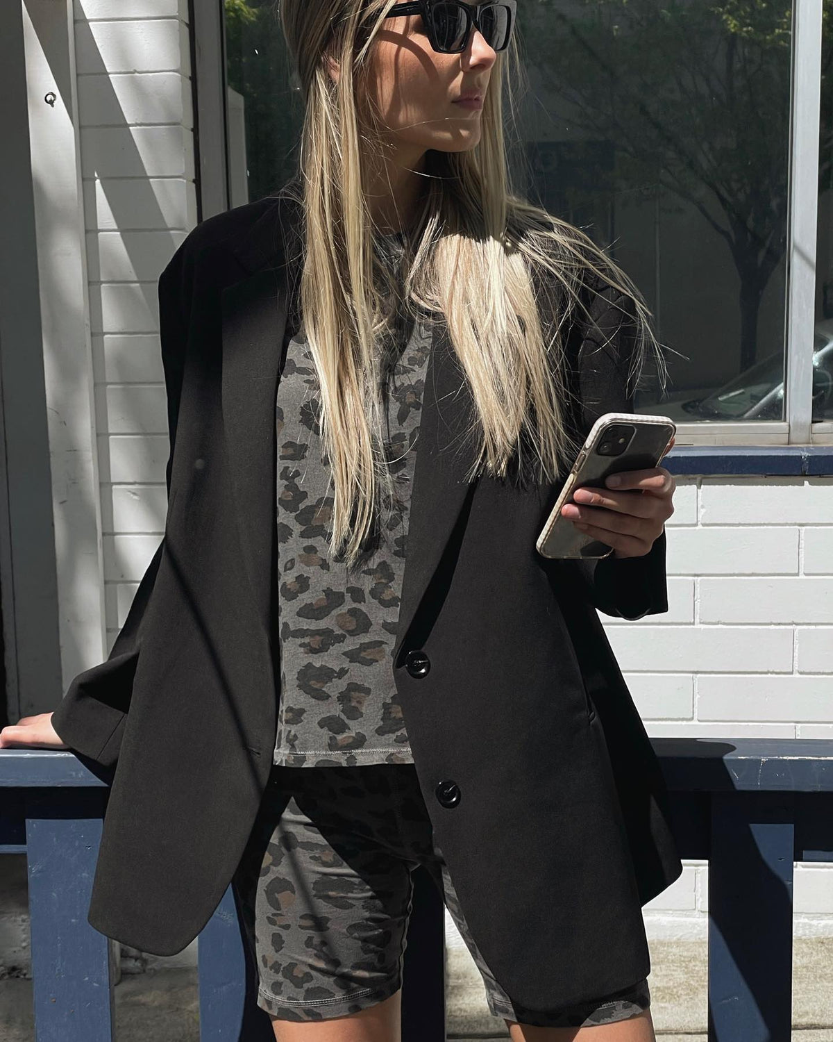 Brunette The Label Leopard Biker Shorts | Tan + Slate