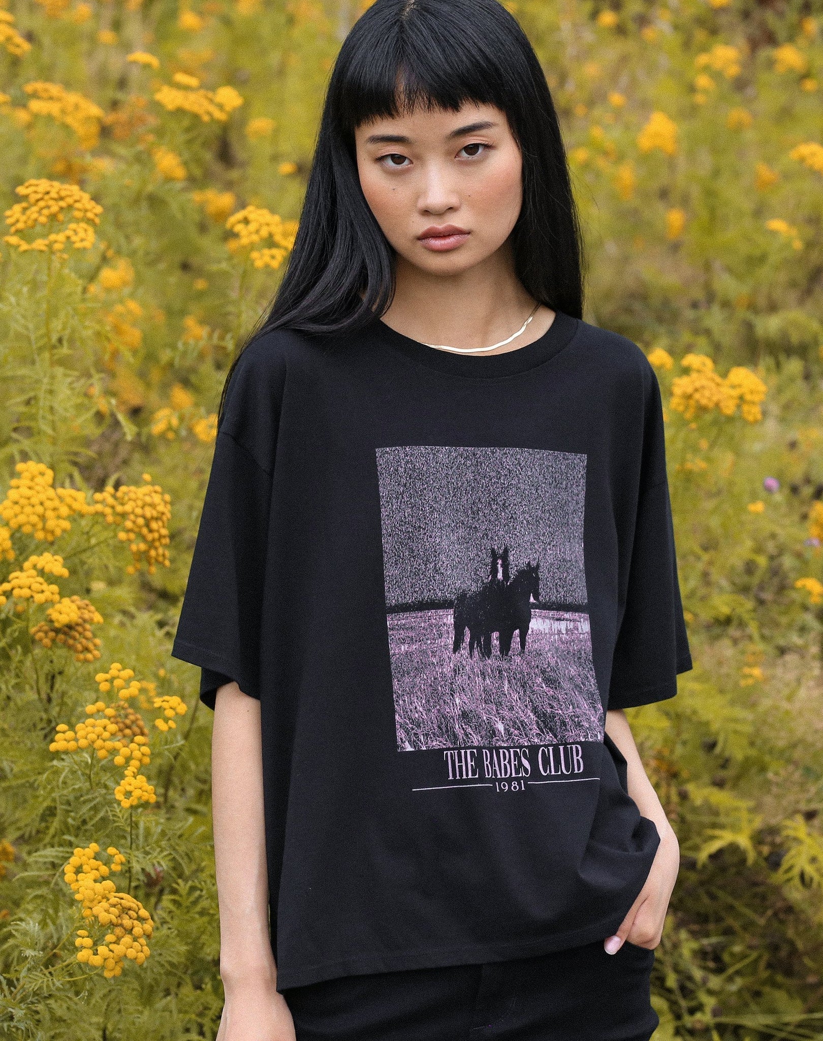 Brunette The Label Equestrian Boxy Tee | Black