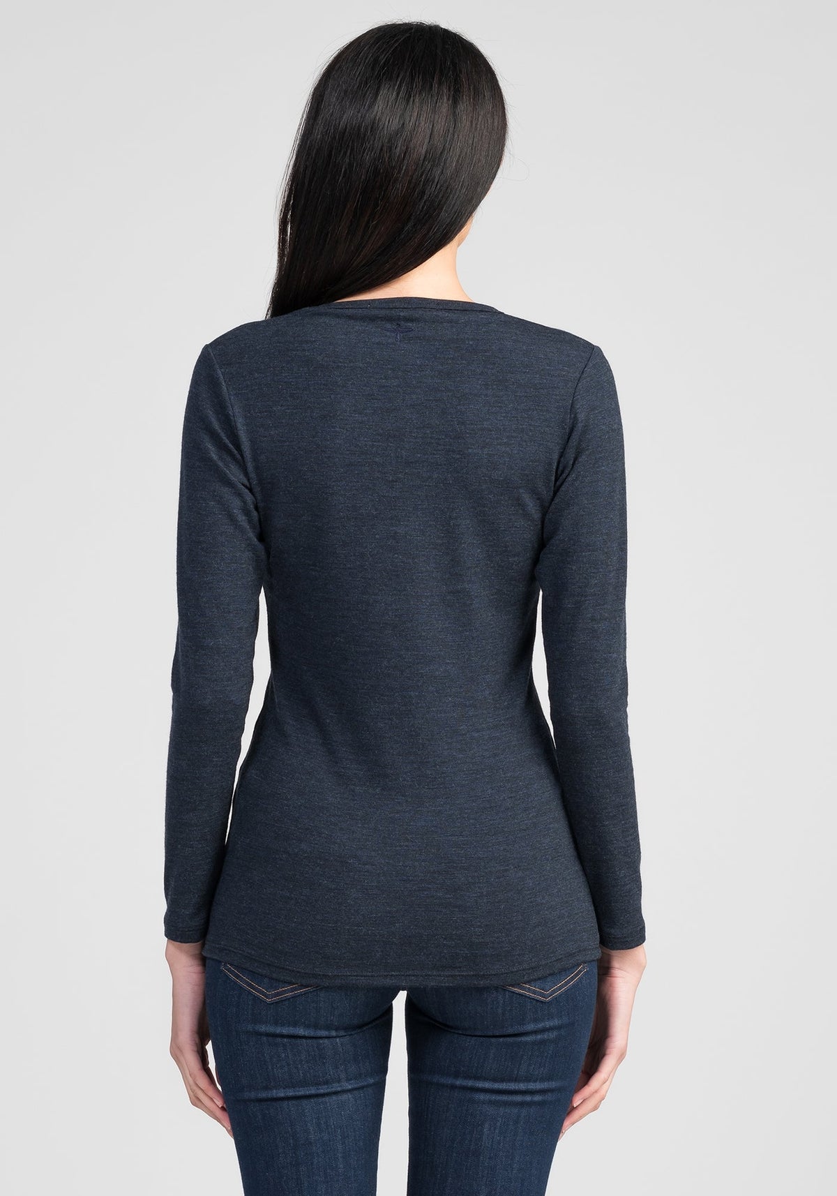 Untouched World Round Neck Merino Top | Black & Navy
