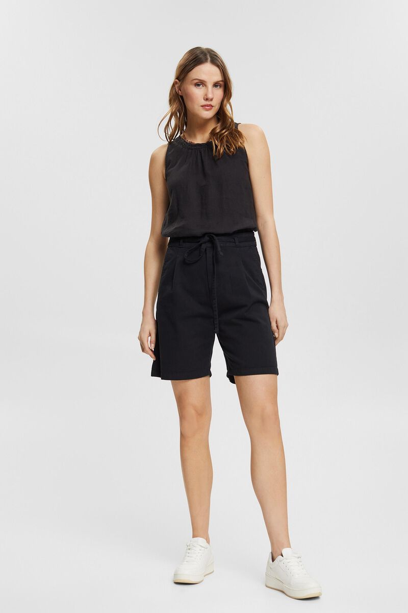 Esprit High-Waisted Shorts  100% Pima Cotton | Black