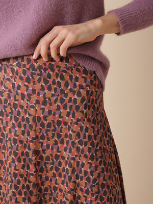 Indi & Cold Printed Stretch Midi Skirt in Pumpkin