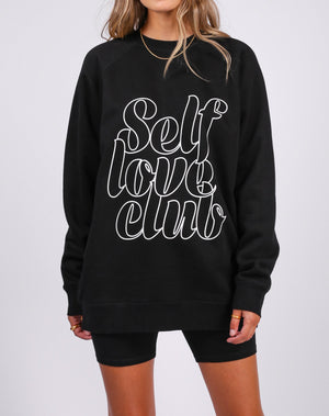 Brunette The Label 'Self Love Club' Big Sister Crew Neck Sweatshirt (Black, Grey)